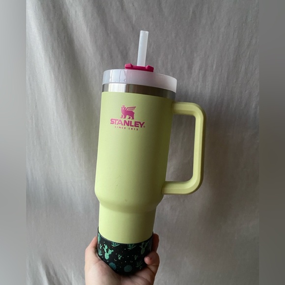 Neon Green and Fuchsia Pink Stanley Cup with Cactus Boot - Picture 2 of 14